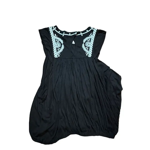 Free People DOS SEGUNDOS‎ Black/White Embroidered Batwing Top Sz M - Image 12