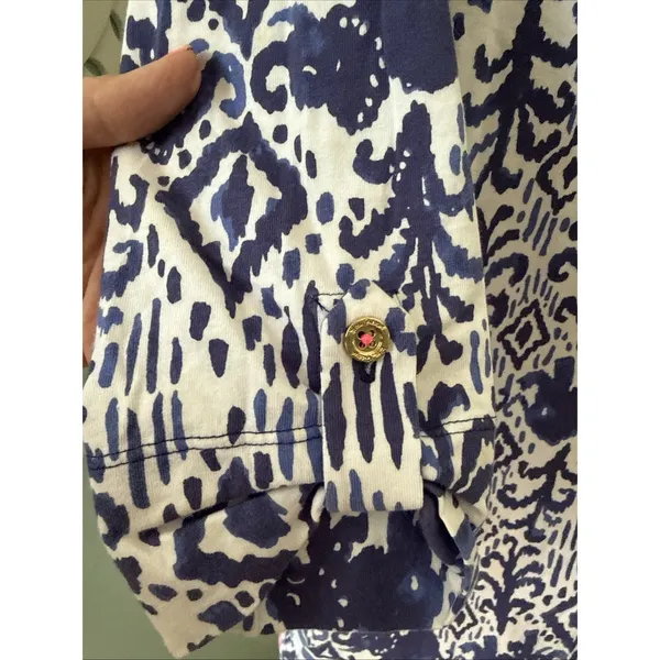 LILLY PULITZER Ocean Ridge cotton roll tab‎ sleeve shift dress Medium - Image 3