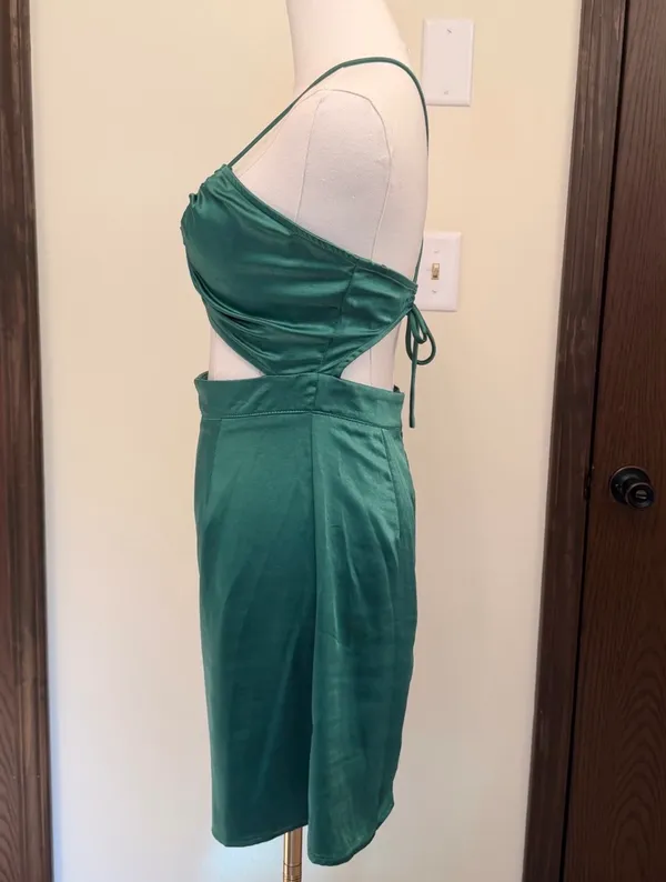 Princess Polly green ruched neck cutout mini dress - Image 6
