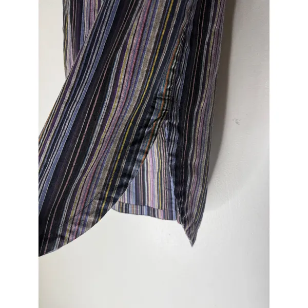 Mododoc Multi Color Striped Button Down midi pull on skirt Size medium Blue - Image 6