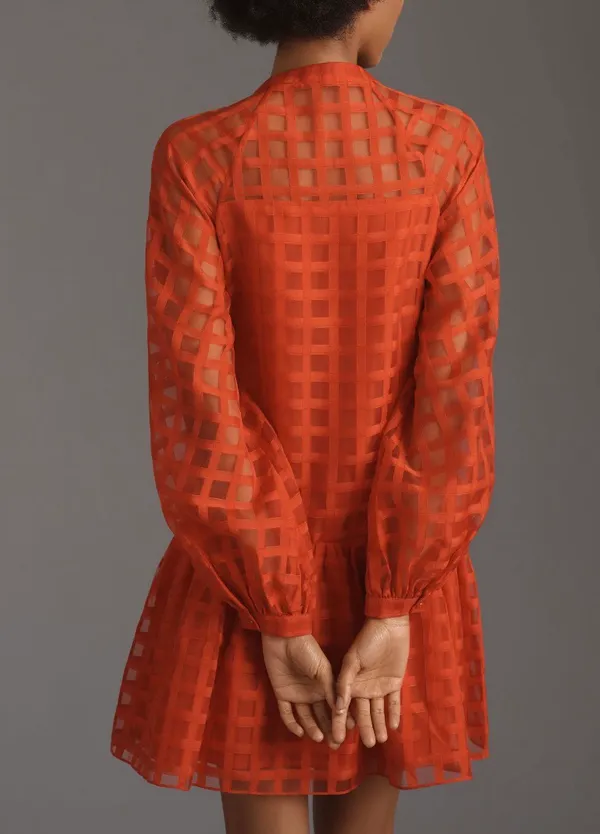 Anthropologie English Factory Organza Long Sleeve Mini Dress, Size M - Image 11