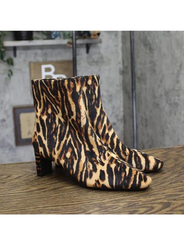 NWT A New Day Womens Tigris Boots Ankle Block Heel 94568626 Tiger Print Brown 7M - Image 2