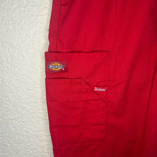 Dickies Medical Scrub Pants XXS Red Elastic Waist Cargo‎ Utility Trousers 86106 - Image 5