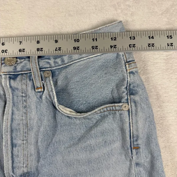 AGOLDE Parker High Rise Cut Off Denim Shorts Light Wash Blue A083E-811 Size 26 - Image 4