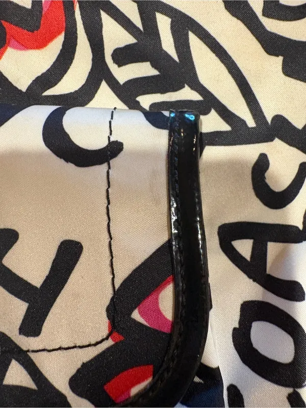 Coach Poppy Graffiti Floral Shoulder Crossbody Bag Black White Red/Pink Vintage - Image 12