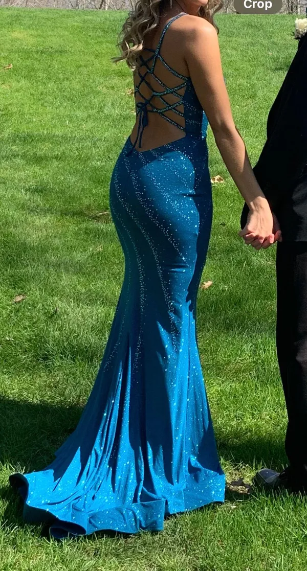 Blue Prom Dress Size 4 - Image 4
