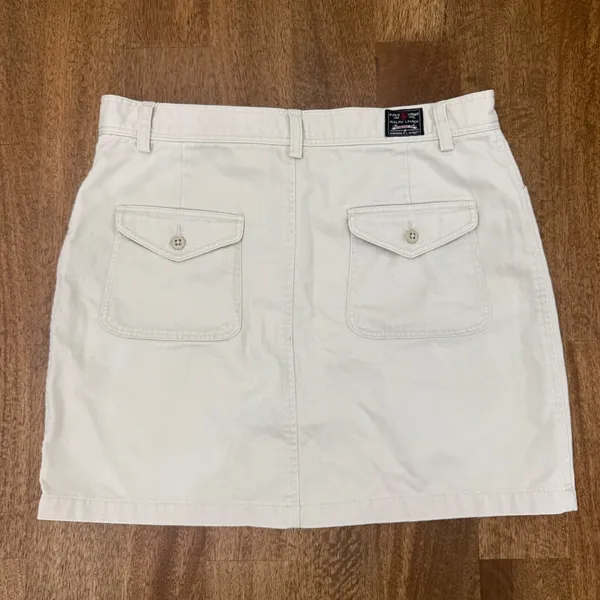 Ralph Lauren Sport Chino Mini Skirt Beige Cotton Twill Size 10 Preppy Golf - Image 2