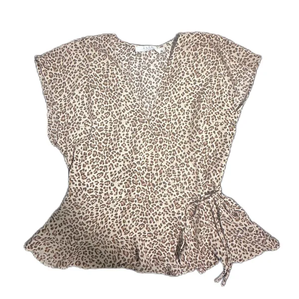 ASTR The Label Leopard Print Wrap Blouse Women Size Large Top - Image 5