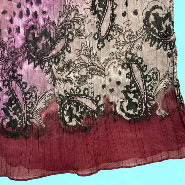 Vintage 90’s/Y2K Purple Sheer Beaded Fashion Scarf - Image 2