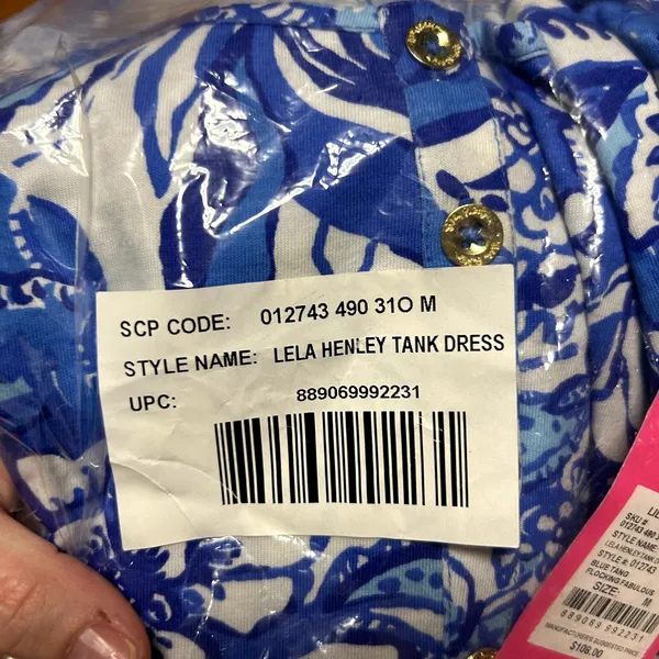 Lilly Pulitzer Lela Henley Tank Dress Womens Size Medium Blue Tang Flocking NWT - Image 6