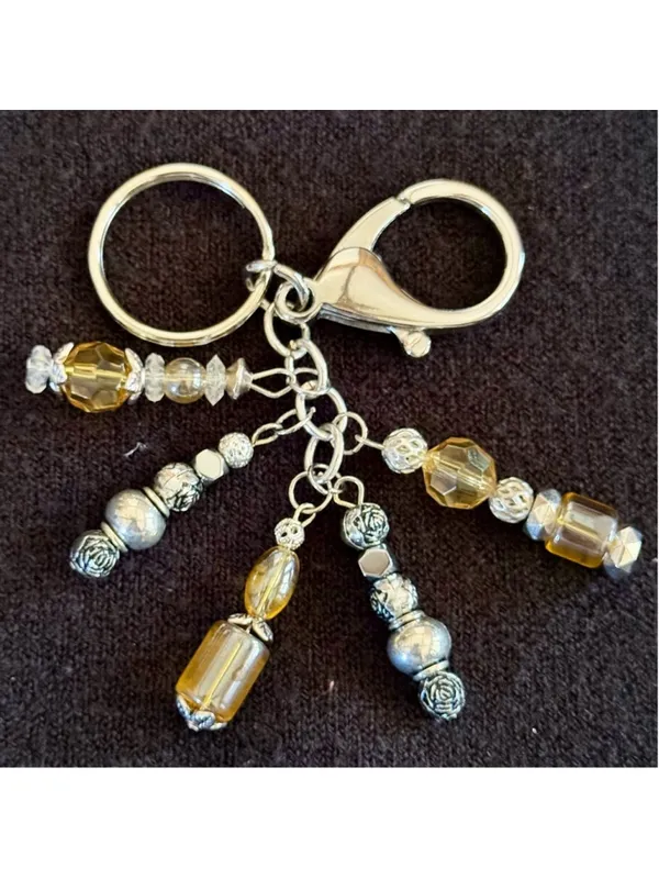 NEW Golden Glow #17 | Handmade Beaded Bag Charm & Keychain - Image 2