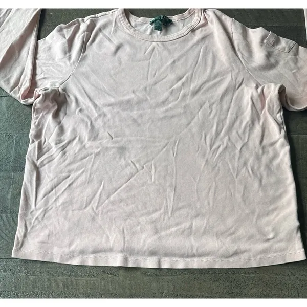 Ralph‎ Lauren Women's Light Pink Arm Pocket Long Sleeve Tee Size 1X - Image 5