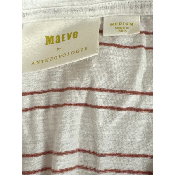 Maeve Anthropologie Ivory Red Striped Handkerchief Hem Tank Top Women Medium - Image 8