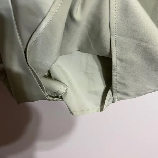 Lulus Sage Green Satin Mini Dress Halter‎ Neck Asymmetrical Hem Size XS - Image 7