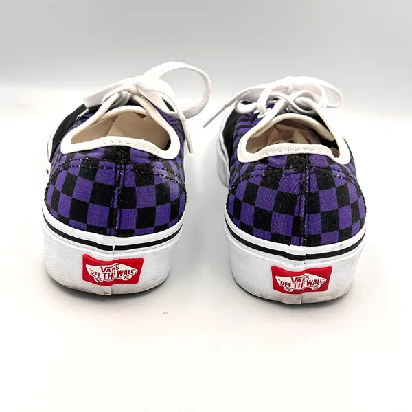 Vans Customs Shoes Womens 8.5 Mens 7 Black Purple Low Top Checkerboard Sneakers - Image 5
