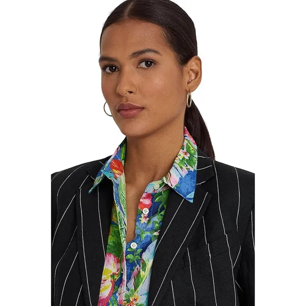 LAUREN RALPH LAUREN Pinstripe Linen Blazer‎ Size 2 - Image 3