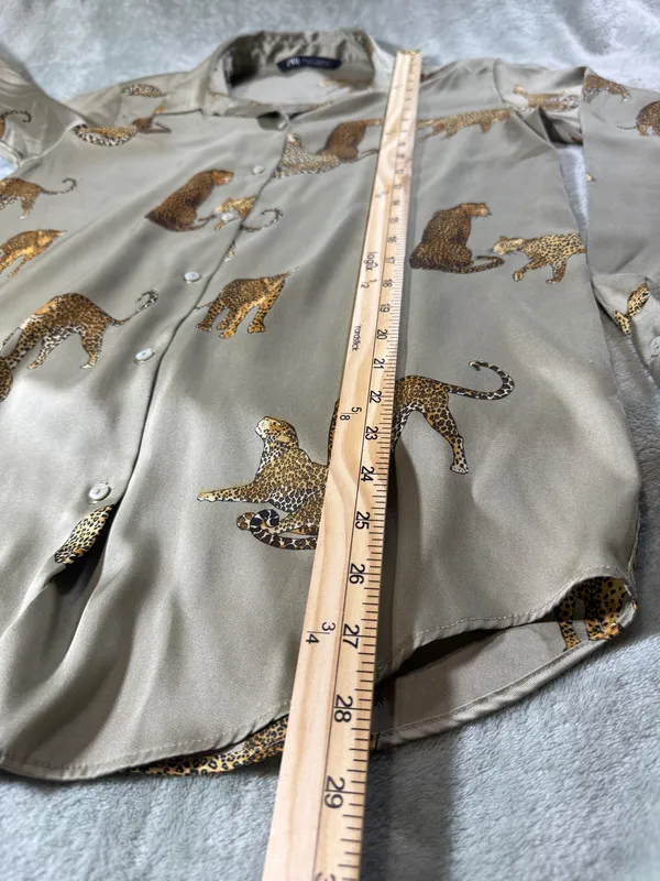 ZARA Silk Button Down Satin Blouse size S - Image 4