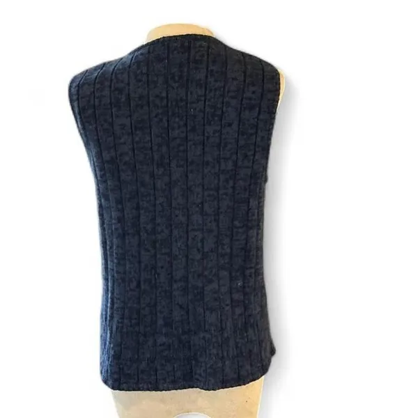 Vintage Northcrest Embroidered Grannycore Zip up Sweater Vest Small Blue‎ - Image 3