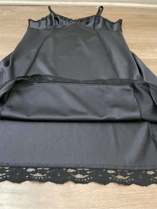 Sears Vintage Lace Slip Dress Size 38 Black Babydoll Elegant Whimsygoth Romantic - Image 7