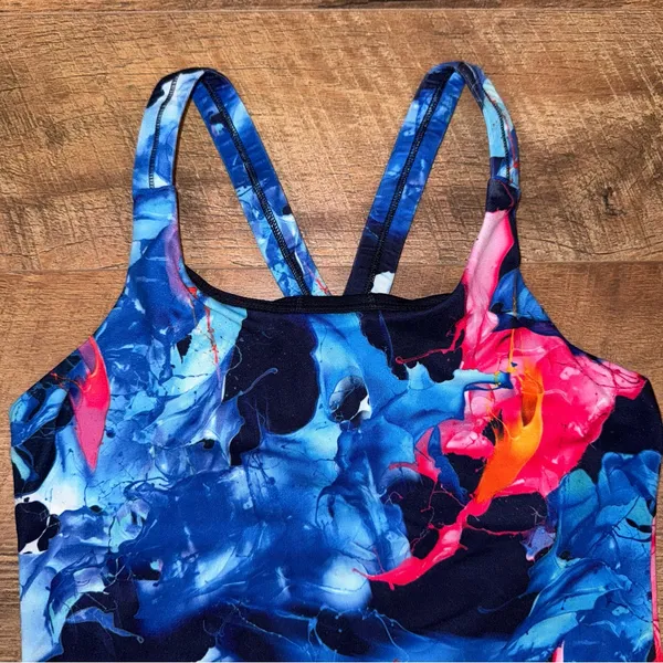 Athleta Blue and Pink Activewear Women's Bra Top - Image 6