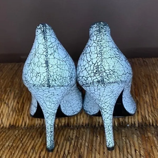 H&M Leather White & Black Crackled Stilettos 6.5‎ - Image 4