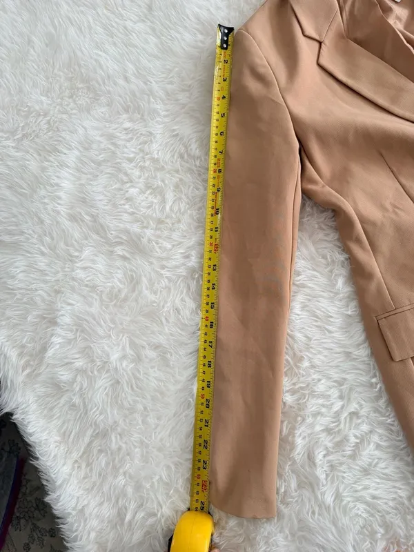 The Drop Blake Long Blazer in Praline, Size XS Tan - Image 9