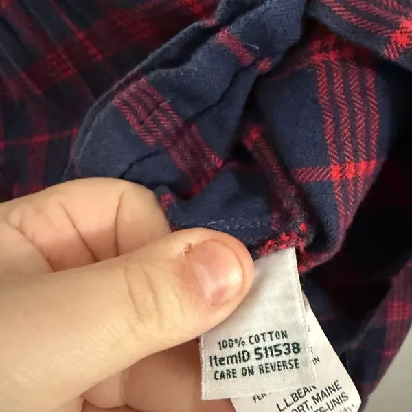 L.L. Bean Women's Blue and Red Plaid Button‎ Down Shirt - Image 3