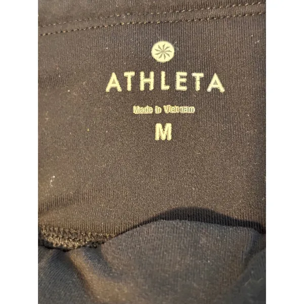 Athleta Black Cropped Yoga Pants Capris Reflective Zipper Pocket Womens Size M - Image 3