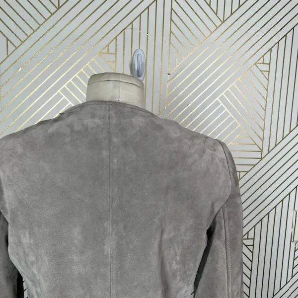 Soia + Kyo Collarless Zip Front Suede Jacket Tan Brown Size‎ US Small - Image 9