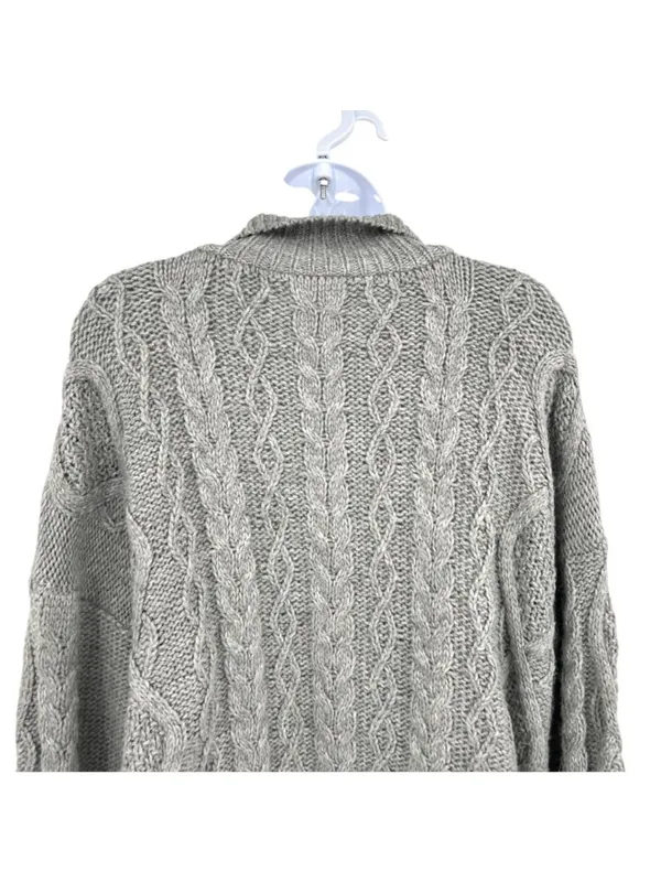 Lucky Brand Gray Cable Knit Half-Zip Pullover Sweater Womens Size Large - Image 7