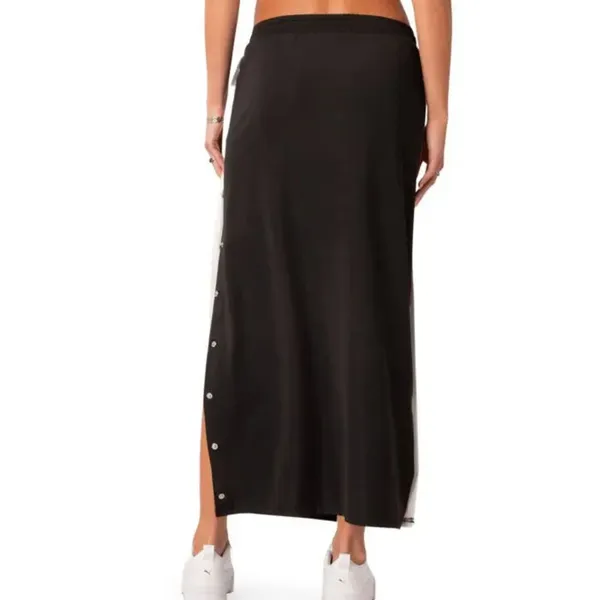 EDIKTED Athletic Side Snap Low Rise Maxi Skirt Size Small Black/Pink/White $58 - Image 3