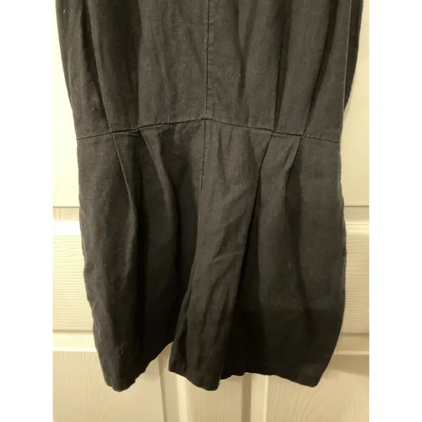 Old Navy Black Linen Blend Romper S Ruffle Cap Sleeve V Neck Elastic Waist - Image 4