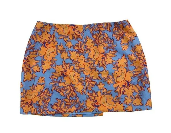 White Fox Boutique - Mini Skirt in Orange and Blue - Image 3
