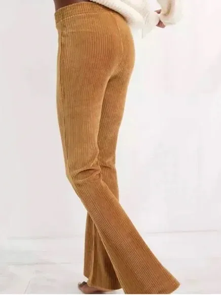 AERIE Groove On Ribbed Flare Velour Pants Size Large - Image 3