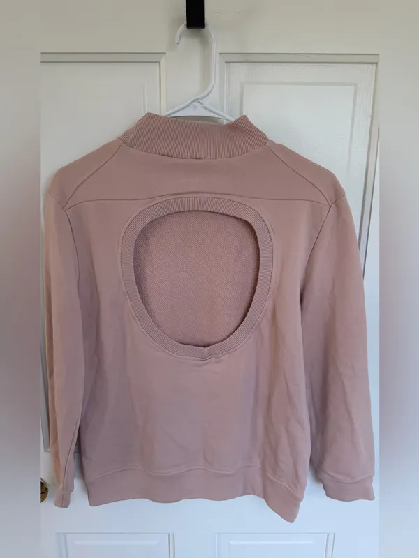 Varley‎ Pink Open Back Mock Neck Sweatshirt Pullover Size Small - Image 2