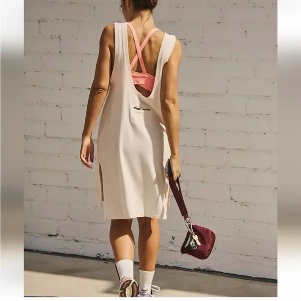 Free People Movement Hot Shot Tunic Dress Cream Oversized M Boho - Image 3
