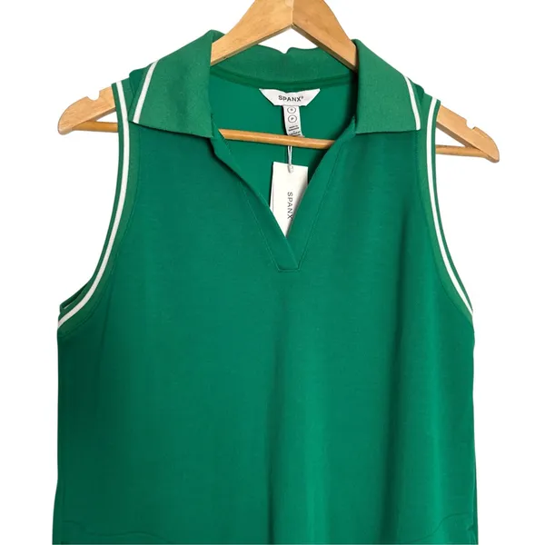 Spanx Field Green Airpique Sleeveless Athleisure Tennis Polo Mini Dress Small - Image 5