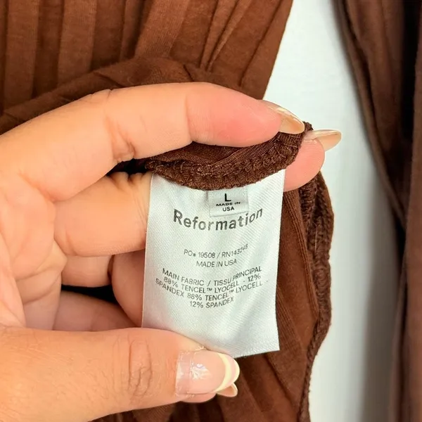 Reformation Jen‎ Bodysuit in Brown Size Large Bodycon Summer - Image 6