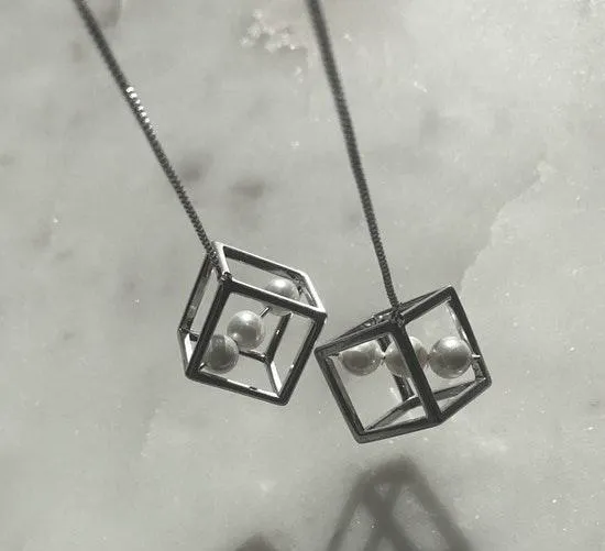 Urban Outfitters Silver Cube Earrings - Image 2