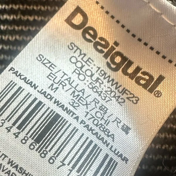 Desigual Grey Pullover Sweater Bohemian Print Stud Stretch Wool Blend Sz Medium - Image 11