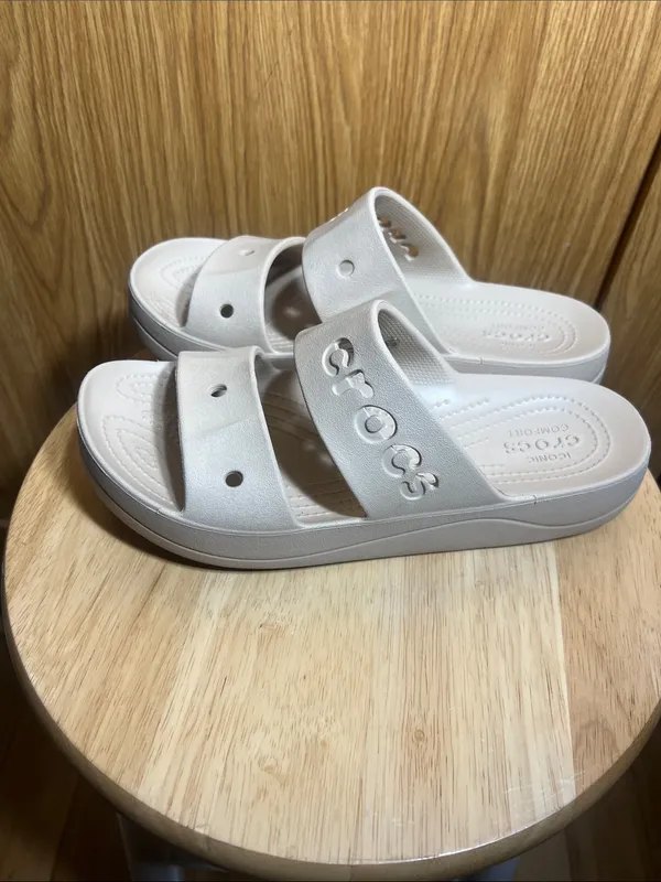 CROCS Kids Beige Slide Sandals - Image 2