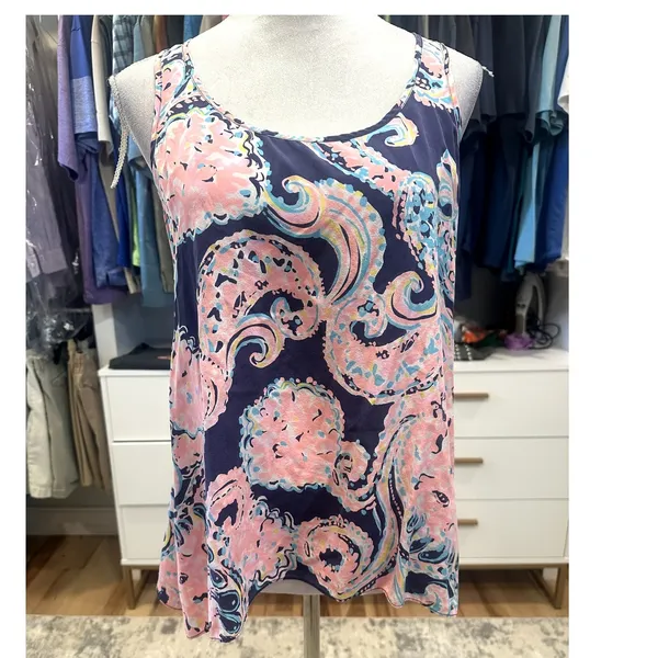Lilly Pulitzer Women's 100% Silk Racerback For The Halibutt Malie Tank Multi S - Image 3