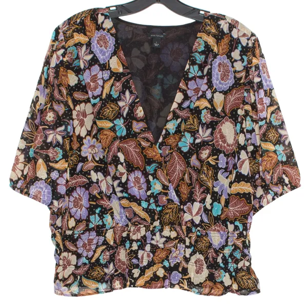 Ann Taylor Top Batik Floral Boho Cottage Romantic Retro Feminine Smocked Large - Image 7
