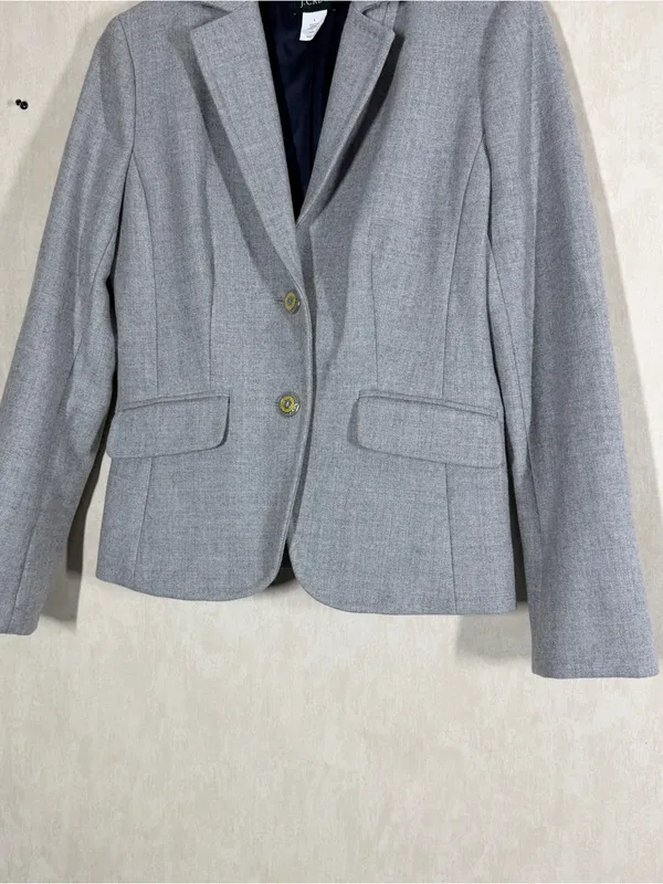 J. Crew Women’s 100% Wool Blazer Jacket Two Button Tailored in Gray 8 - Image 3