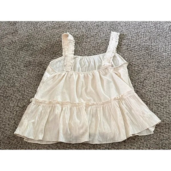 Black Tape Women's Ivory Cream‎ Textured Ruffled Tank top Size 2X - Image 4