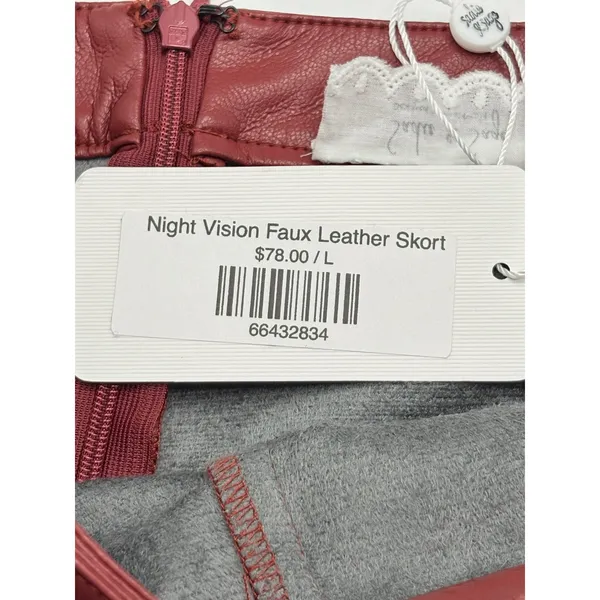 Sadie & Sage Night Vision Faux Leather Skort Womens Large Wine Red Wrap Mini NWT - Image 7