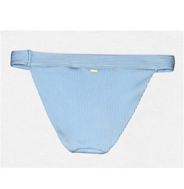Abercrombie Fitch Ribbed Bikini Set S/M Blue Bralette Top Cheeky Bottom Swimsuit - Image 6