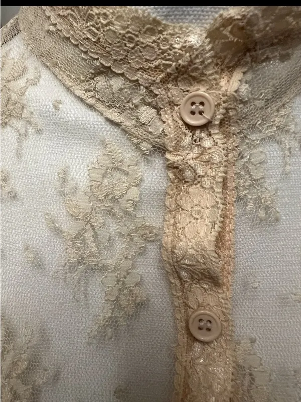 Vintage Mist 90’s cream button up delicate lace blouse - Image 6