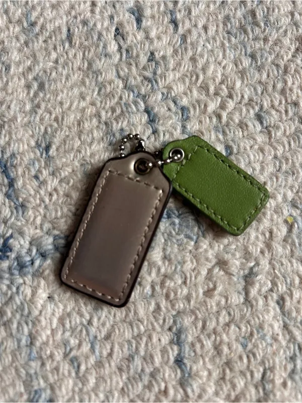 Coach Double Tag Keychain in Silver and Green - Image 2