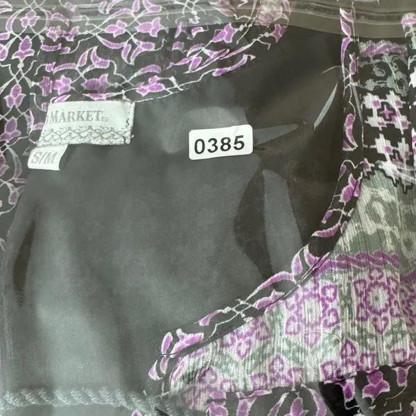 World Market Purple Boho Geometric Shift Dress S/M Pocketed Dark Fairy Whimsy - Image 7